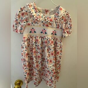 Charming Floral Kids Dress in Pink and White